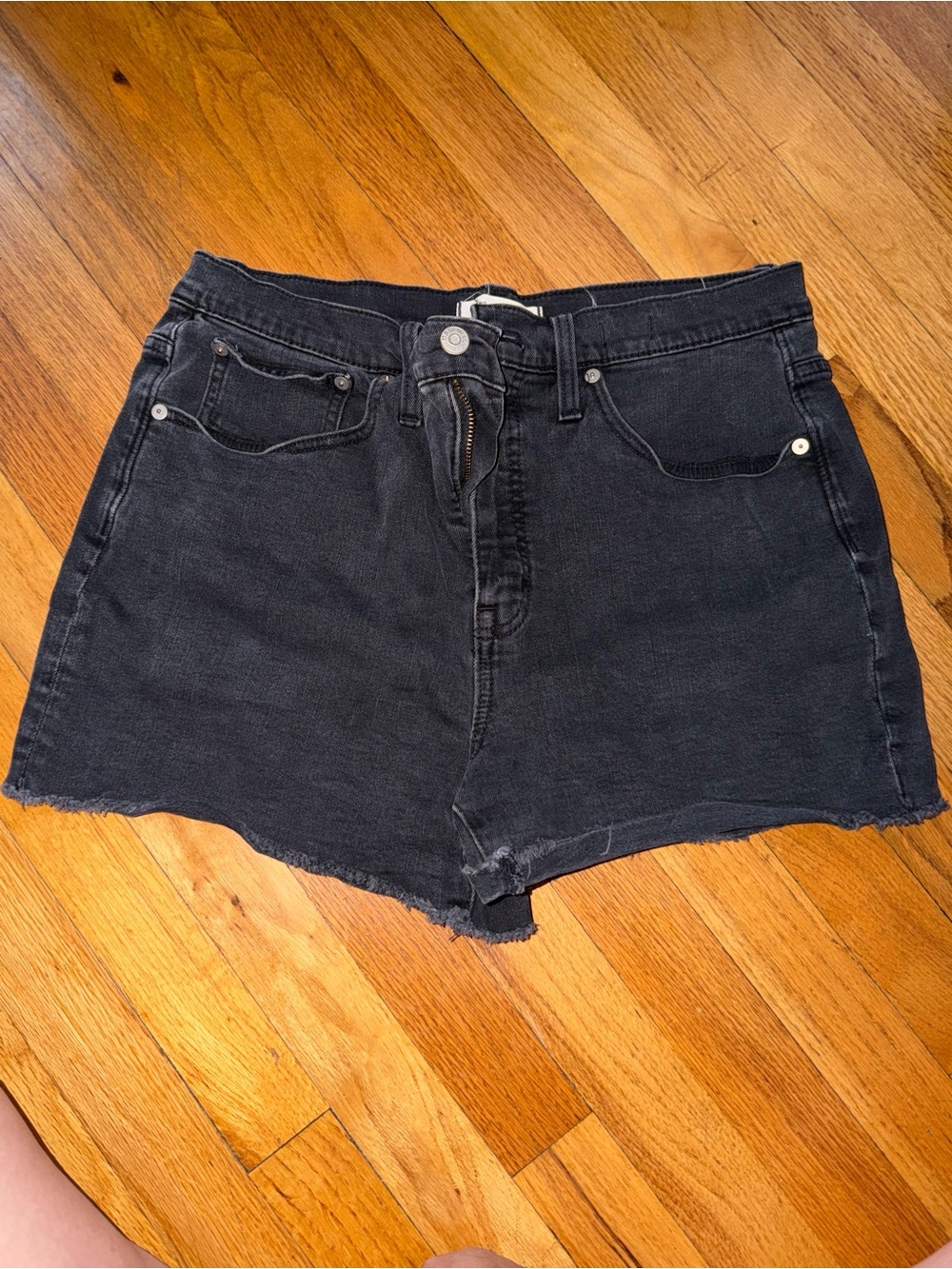 Madewell Black High-Waist Denim Cutoff Shorts
